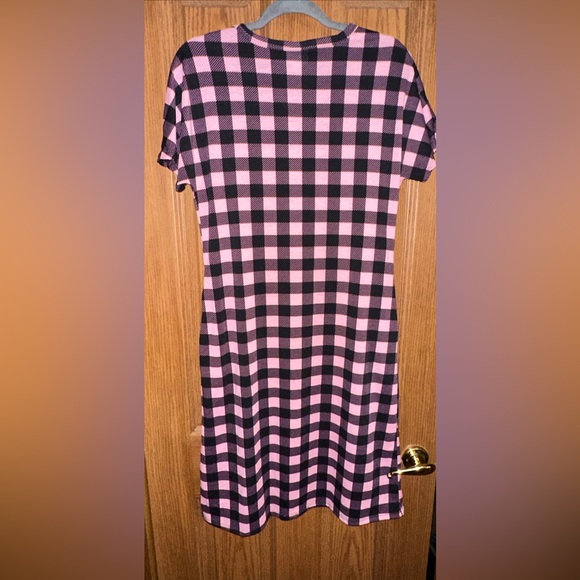 Lularoe Womens Size Small Sheath Dress Black And pink Checkered geometric EUC - Picture 2 of 4